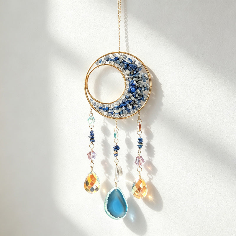 CouldNook Gemstone Crescent Suncatcher - Crystal Drop Window Hanging