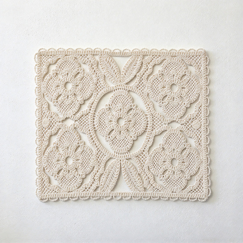 CouldNook Lace Table Mat - Cotton Openwork and Scalloped Floral Patterns