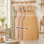 CouldNook Gingham Cross-Back Apron - Four Ruffled Colors Collection