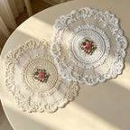 CouldNook Round Embroidered Lace Placemat - Rose Medallion Colors