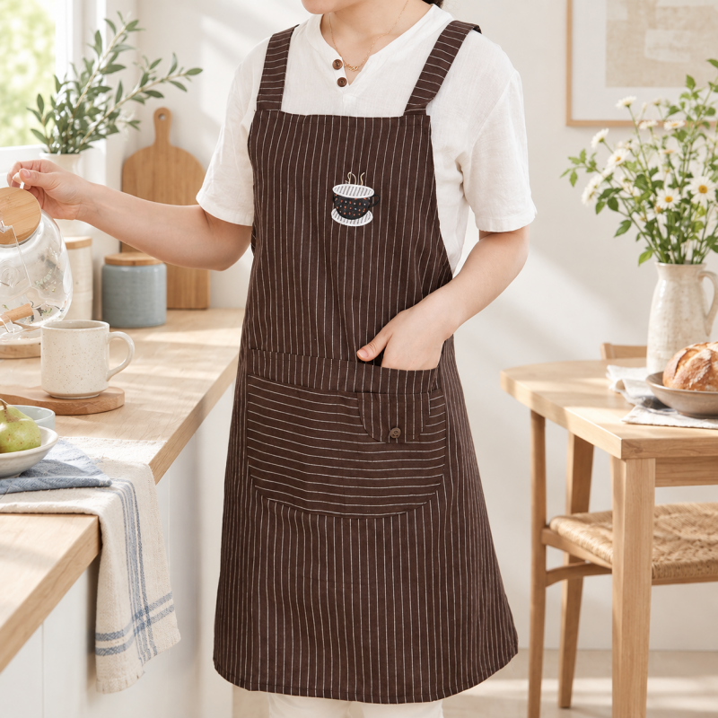 CouldNook Floral Kitchen Apron - Compact Textured Silhouette Kitchen Wear