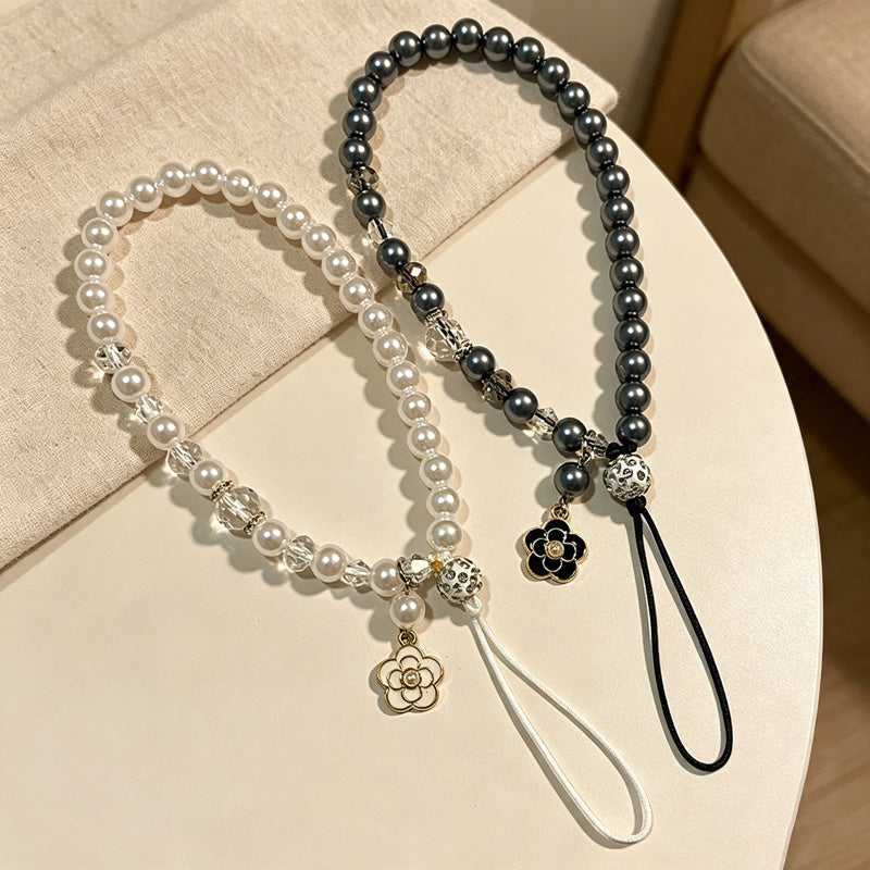 CloudNook Camellia Beaded Phone Strap‑Wrist Cellphone Lanyard