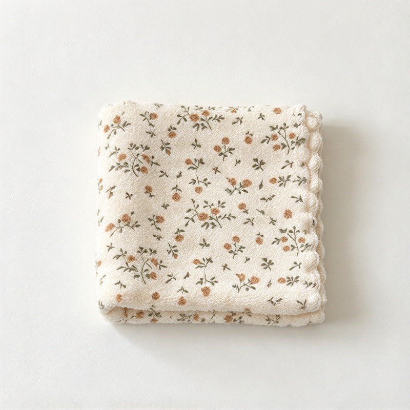 CouldNook Floral Cleaning Cloth Set - Four Pieces And Scalloped Edges