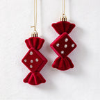 CouldNook Flocked Christmas Ornament Set - Glitter Details and Hanging Loops