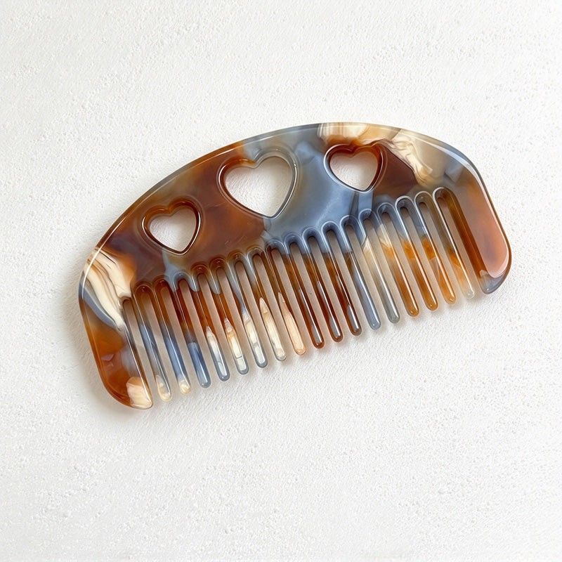 CouldNook Heart Cutout Hair Comb - Arched Acetate Design