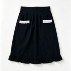 CouldNook Solid Waist Apron - Lace Pocket Ruffle Border