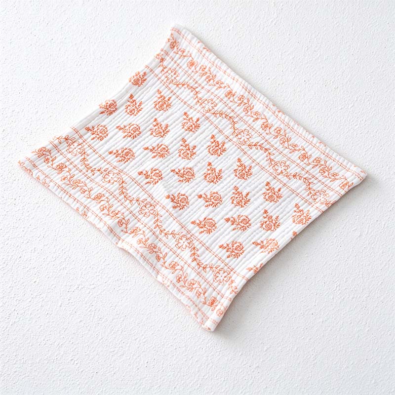 CouldNook Square Fabric Placemat - Crinkled Texture and Printed Floral Designs