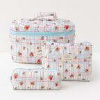 CouldNook Three Piece Quilted Cosmetic Bag Set - Floral Travel Organizers