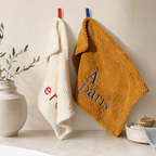 CouldNook Embroidered Coral Fleece Hand Towel - Hanging Loop