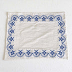 Embroidered Table Cloth with Red or Blue Border