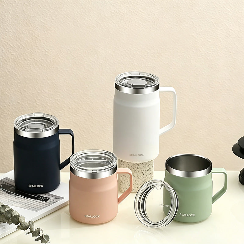 CouldNook Lidded Coffee Mug - Angular Handle and Three Lid Style Choices