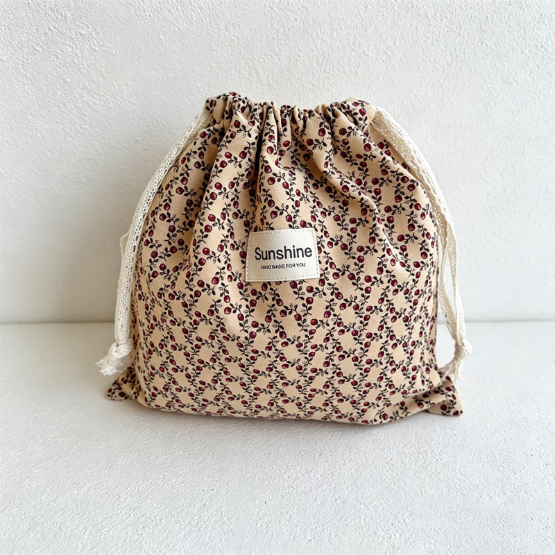 CouldNook Cotton Drawstring Bag - Eight Earth-Tone Floral Designs