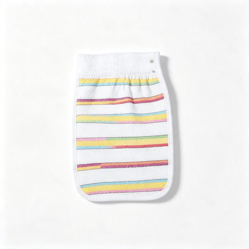 CloudNook Striped Exfoliating Bath Glove‑Bath Scrub Mitt
