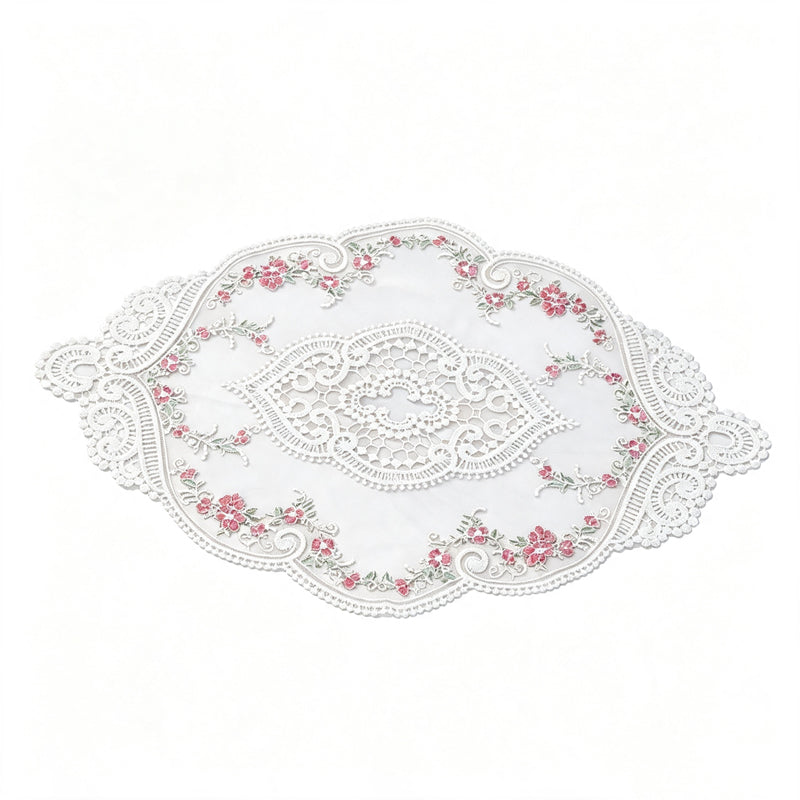 CouldNook French Lace Table Placemat - Rose Embroidered Mat