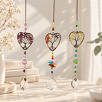 CouldNook Tree of Life Heart Hanging - Beaded Strand And Faceted Drop