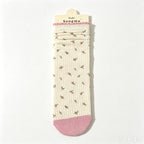 CloudNook Cotton Blend Seamless Breathable Floral Mid-Calf Crew Socks