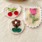 CouldNook Yarn Floral Applique Patch - Three Raised Motif Designs