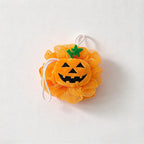 CouldNook Pumpkin Bath Pouf - Jack-O-Lantern Face And Hanging Cord