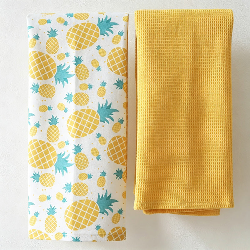 CouldNook Two Piece Tea Towel Set - Print and Waffle Pair