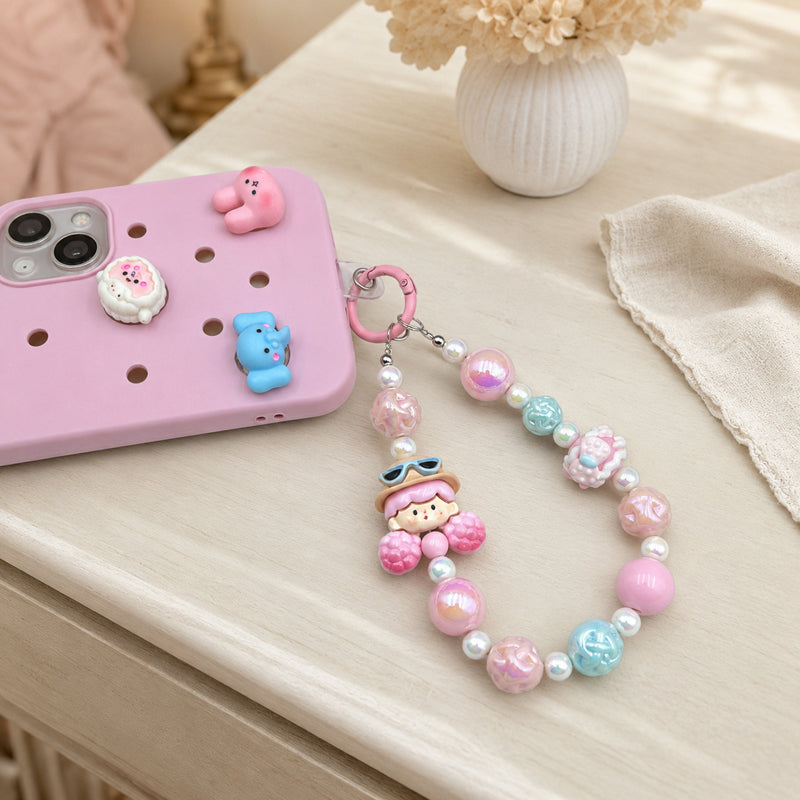 CouldNook Girl Figure Beaded Phone Charm - Loop Cord Attachment