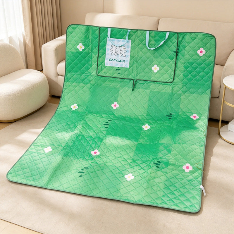 CouldNook Green Floral Picnic Mat - Foldable Carrying Case