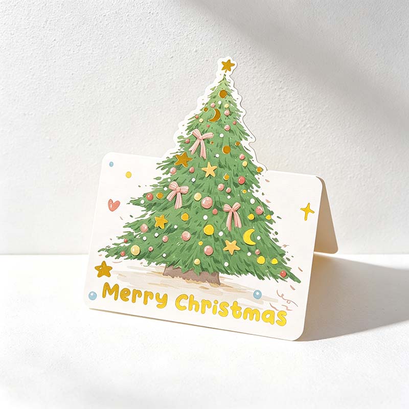 CouldNook Christmas Tree Greeting Card - Foil Lettering And Shaped Top