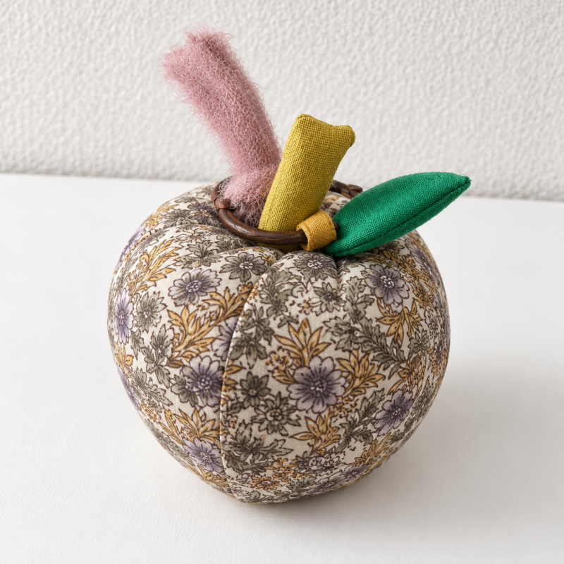 Apple Bag Charm - Floral Fabric and Hanging Ring