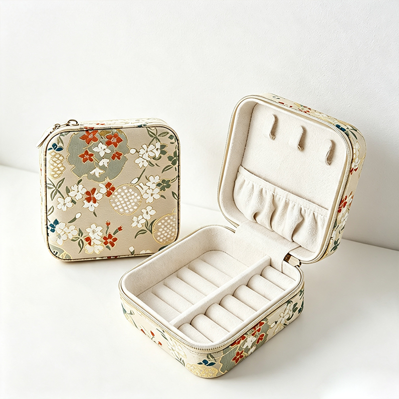 CouldNook Brocade Square Travel Jewelry Case - Useful Tabletop Accent