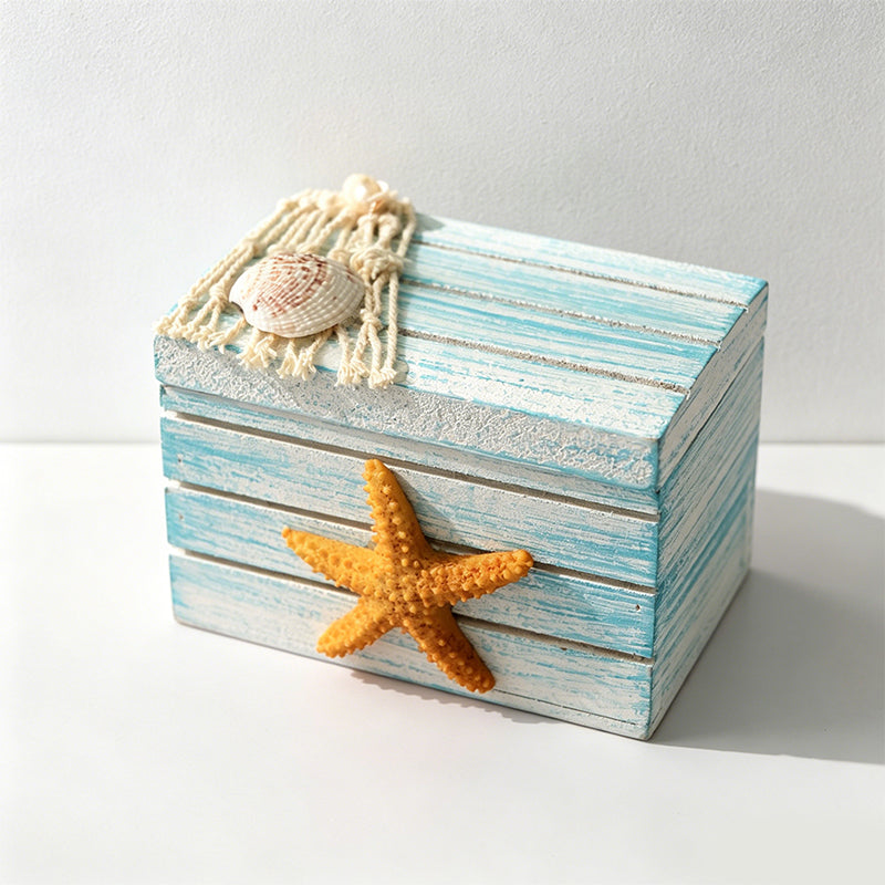 CouldNook Miniature Nautical Lifebuoy Box - Rustic Coastal Storage Decor