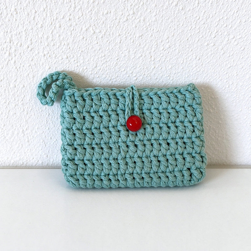 Crochet Cotton Card Pouch - Bead Button Closure