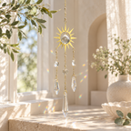 CouldNook Sun Suncatcher - Gold-Toned Rays and Three Hanging Pendant Strands