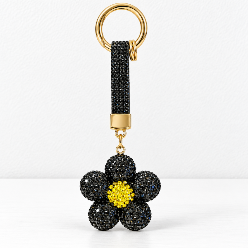 CouldNook Flower Keychain - Rhinestone Petals and Coordinating Decorative Strap