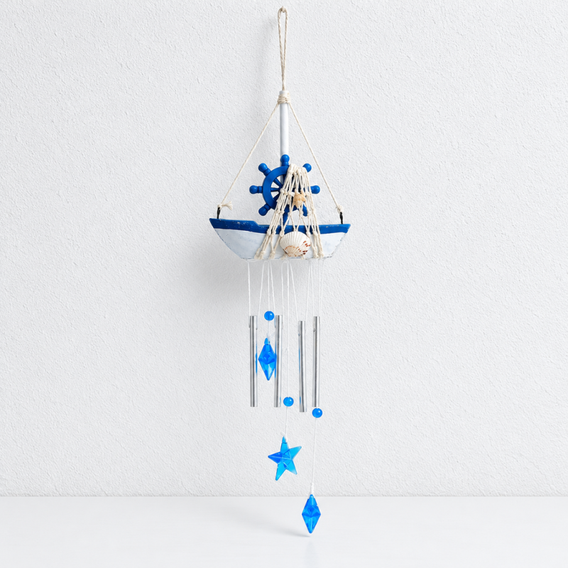 CouldNook Coastal Sailboat Wind Chime - Nautical Symbols And Suspended Charms