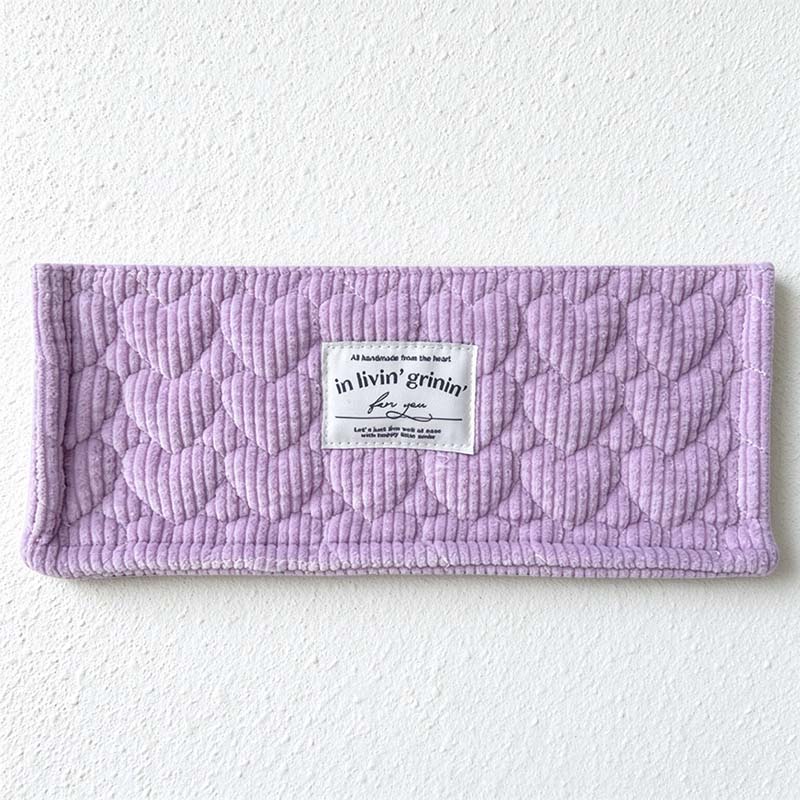 CouldNook Quilted Storage Basket - Ribbed Fabric and Stitched Heart Pattern