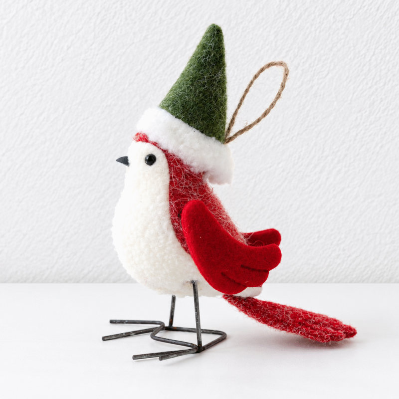 CouldNook Christmas Hat Bird Ornament - Standing or Hanging