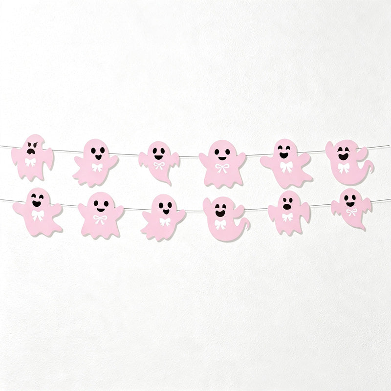 CloudNook Pink Ghost Halloween Party‑Disposable Tableware 9-Piece Set