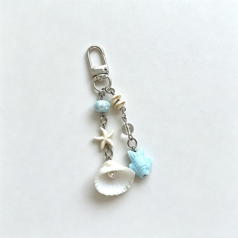 CloudNook Seashell Beaded Keychain‑Ocean Style Bag Pendant