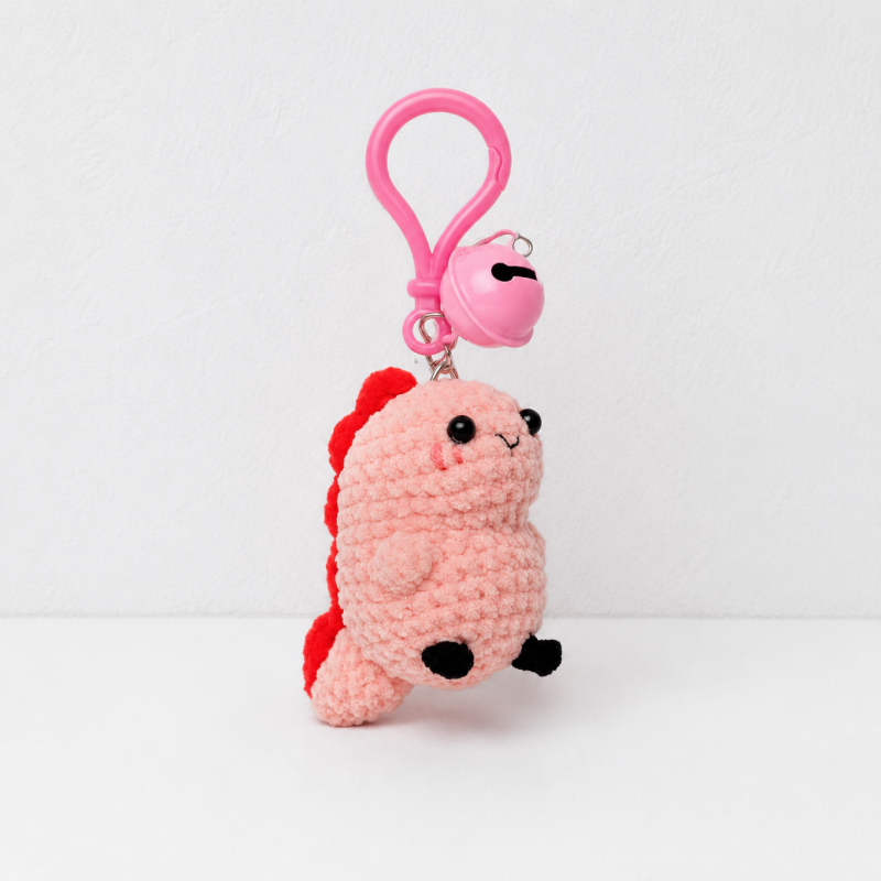 CouldNook Rounded Dinosaur Figure Keychain - Bell Clip Attachment