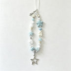 CloudNook Star Beaded Phone Strap‑Light Blue Wrist Lanyard