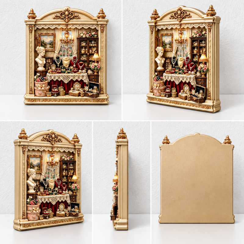 Jewelry Shop Fridge Magnet - Ornate Frame and Miniature Displays