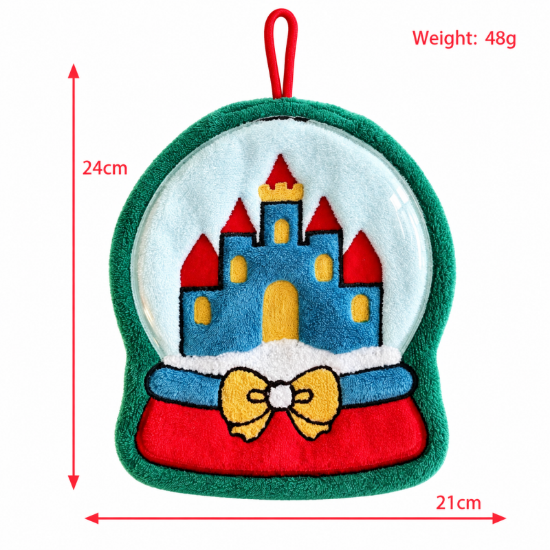 Printed Christmas Hand Towels with Shaped Holiday Scenes