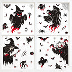 CouldNook Halloween Spooky Static Window Clings‑Reaper Skeleton Ghost Pumpkin Decor