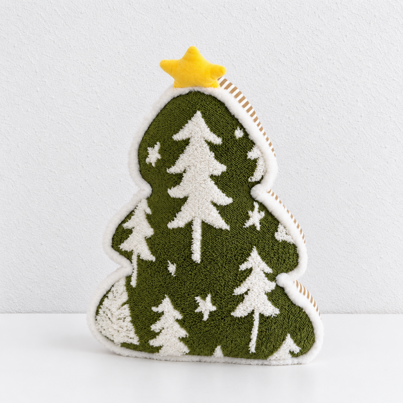 CouldNook Christmas Tree Cushion - Raised Patterns And Three Color Choices