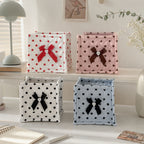 CouldNook Polka Dot Quilted Storage Bin Square Bow‑Decorated Desktop Organizer