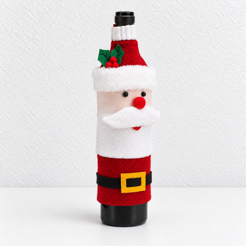 CouldNook Christmas Wine Bottle Cover - Knitted Character Sleeve