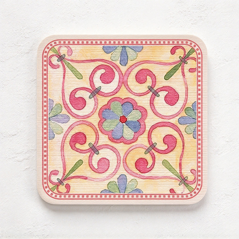 CouldNook Patterned Coaster - Rounded Square and Colorful Illustrated Surface Choices
