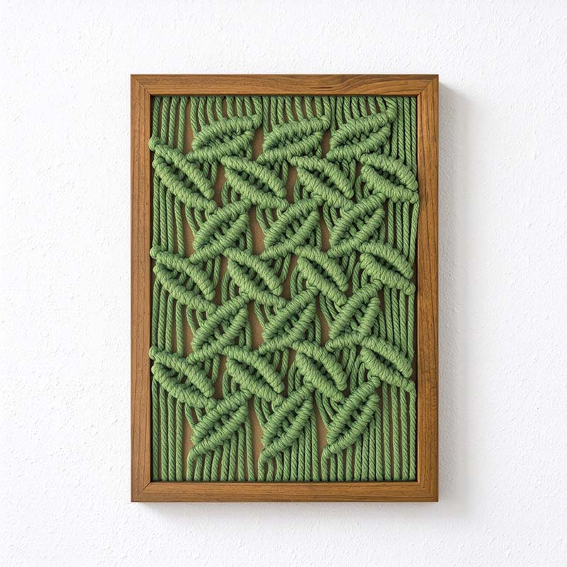 CouldNook Framed Cotton Wall Art - Knotted Patterns and Rectangular Border