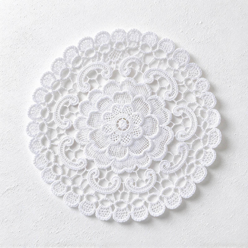 CouldNook Round Lace Table Mat - Floral Openwork And Decorative Edges
