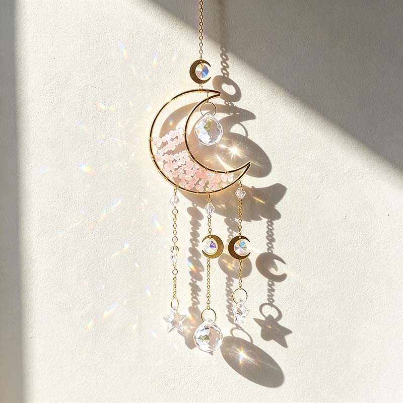 CouldNook Crescent Suncatcher - Stone Chip Moon And Star Drops