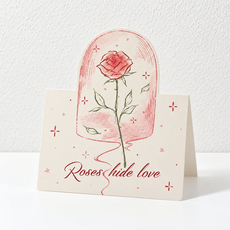 CouldNook Pink Rose Pop Up Card - Romantic Shaped Artwork